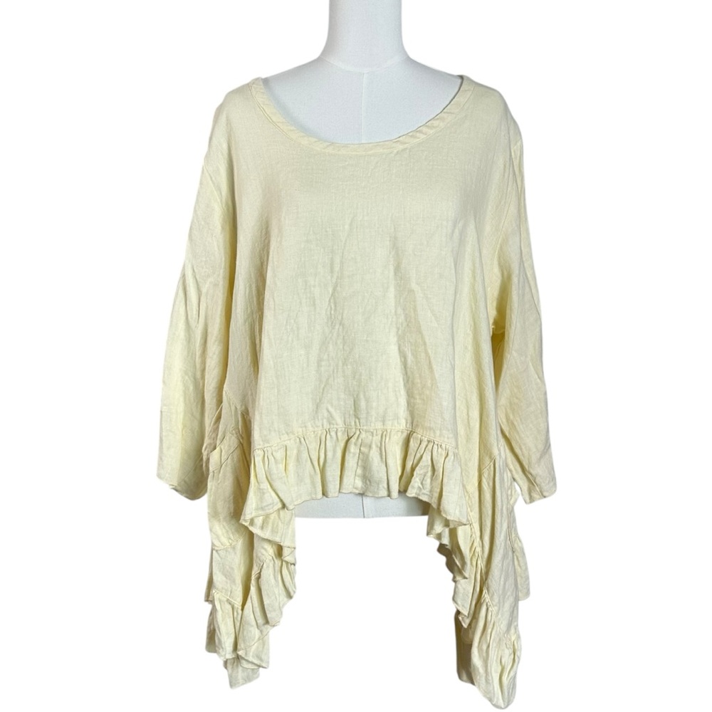 Heart’s Desire by Mary Grace Ethereal Romantic Linen Butterfly Ruffle Top Large